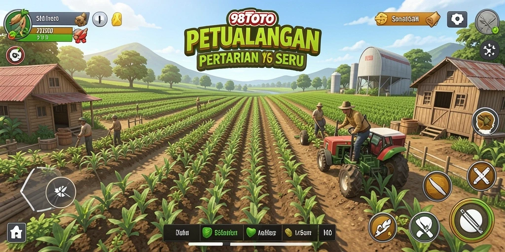 Gameplay seru dalam 98TOTO saat mengelola pertanian.