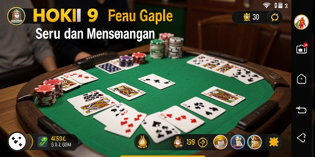 Tampilan gameplay HOKI9 yang menampilkan sesi Gaple yang seru.