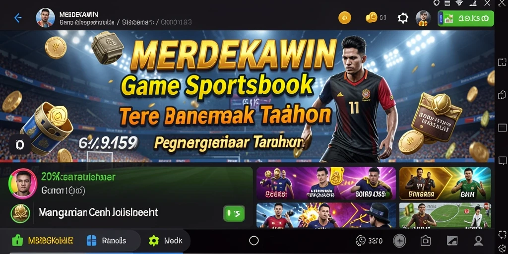 Tampilan layar utama MERDEKAWIN dengan opsi taruhan olahraga.