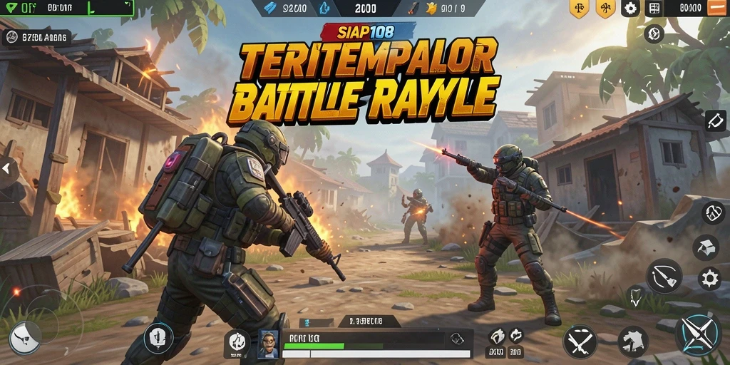 Screenshot SIAP108 menampilkan momen pertempuran epik dalam Battle Royale.