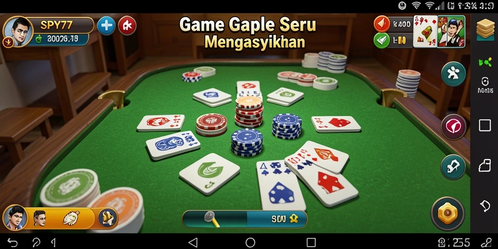 Tampilan gameplay SPY77 yang menarik dan seru saat bermain Gaple.