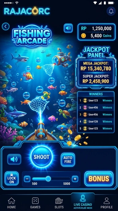 Screenshot tampilan utama aplikasi rajacorc.